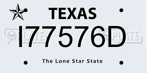 I77576D Texas License Plate