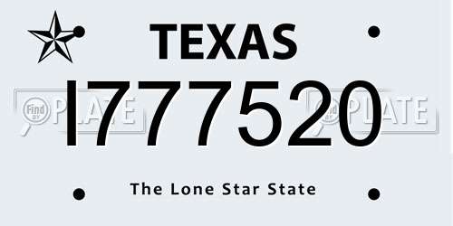 I777520 Texas License Plate