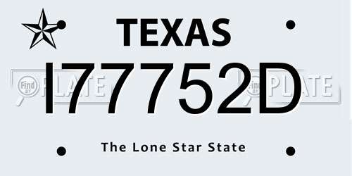 I77752D Texas License Plate
