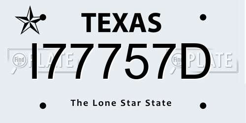 I77757D Texas License Plate