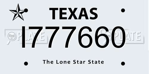 I777660 Texas License Plate
