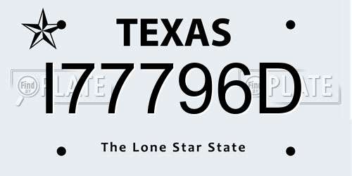 I77796D Texas License Plate