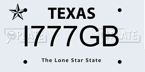 I777GB Texas License Plate