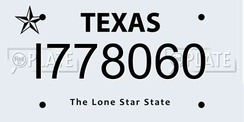 I778060 Texas License Plate