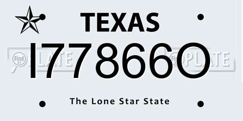 I77866O Texas License Plate