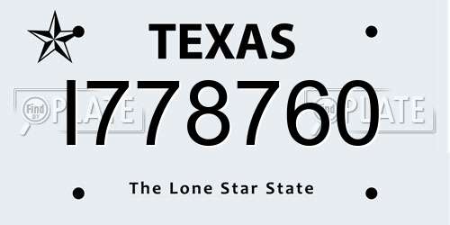I778760 Texas License Plate
