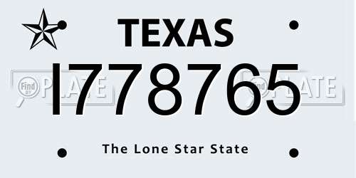 I778765 Texas License Plate