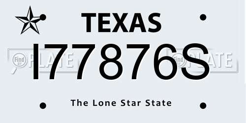I77876S Texas License Plate