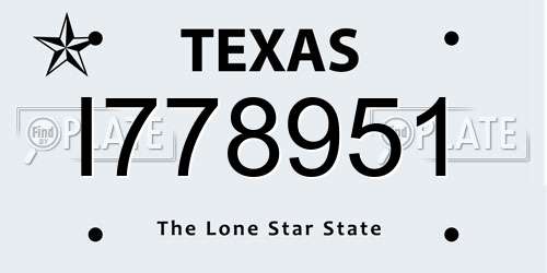 I778951 Texas License Plate