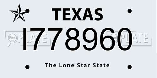 I778960 Texas License Plate