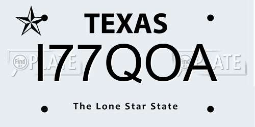 I77QOA Texas License Plate