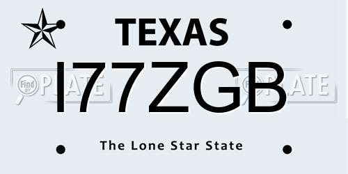 I77ZGB Texas License Plate