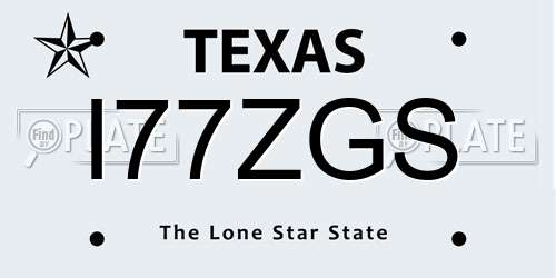 I77ZGS Texas License Plate