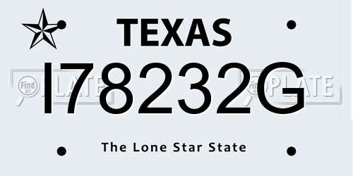 I78232G Texas License Plate