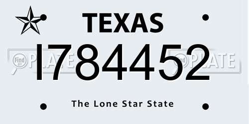 I784452 Texas License Plate