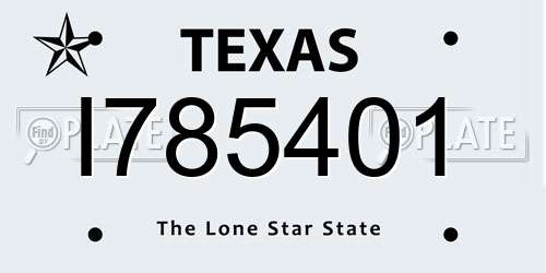 I785401 Texas License Plate