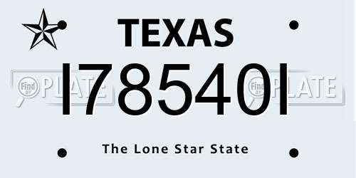 I78540I Texas License Plate