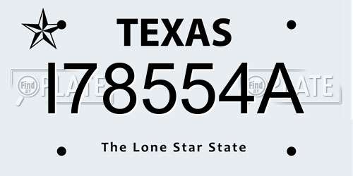 I78554A Texas License Plate