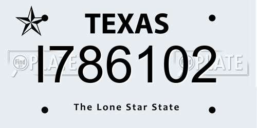I786102 Texas License Plate