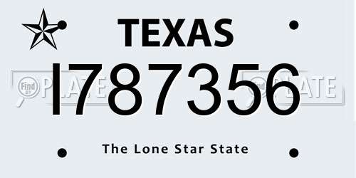I787356 Texas License Plate