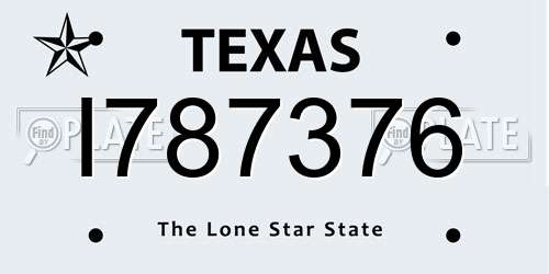 I787376 Texas License Plate