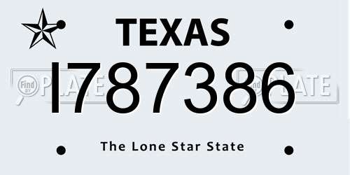 I787386 Texas License Plate