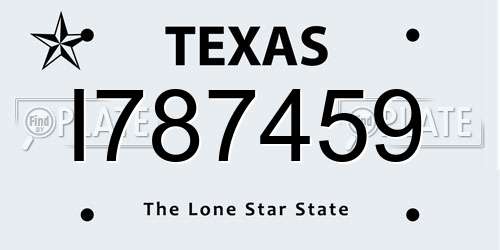 I787459 Texas License Plate