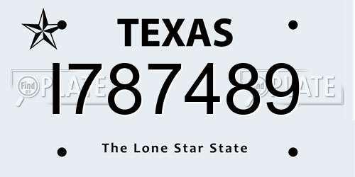 I787489 Texas License Plate