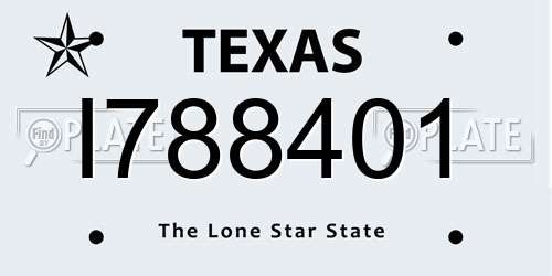 I788401 Texas License Plate