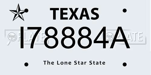 I78884A Texas License Plate