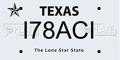 I78ACI Texas License Plate