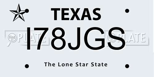 I78JGS Texas License Plate
