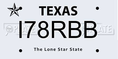 I78RBB Texas License Plate