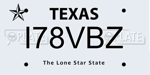 I78VBZ Texas License Plate