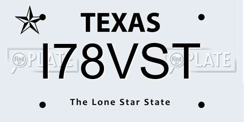 I78VST Texas License Plate