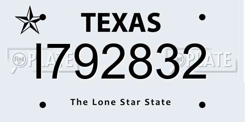 I792832 Texas License Plate