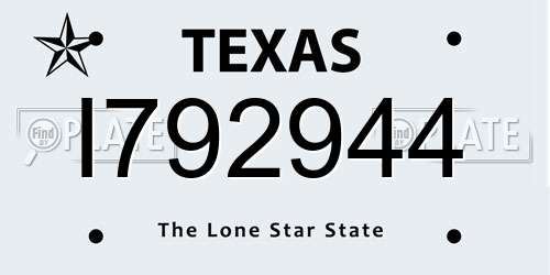 I792944 Texas License Plate