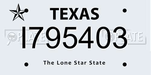 I795403 Texas License Plate