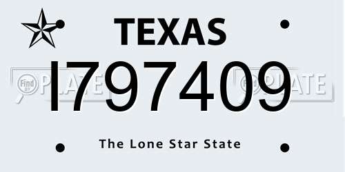 I797409 Texas License Plate