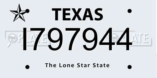 I797944 Texas License Plate