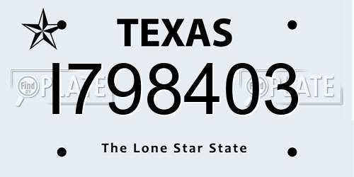 I798403 Texas License Plate