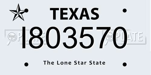 I803570 Texas License Plate