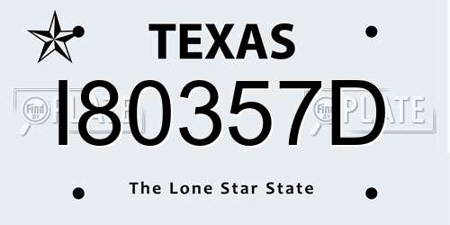 I80357D Texas License Plate
