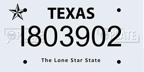 I803902 Texas License Plate