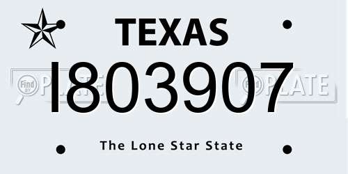 I803907 Texas License Plate