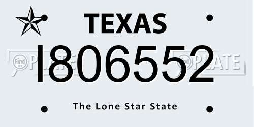 I806552 Texas License Plate