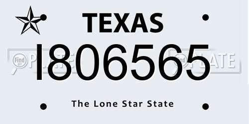 I806565 Texas License Plate
