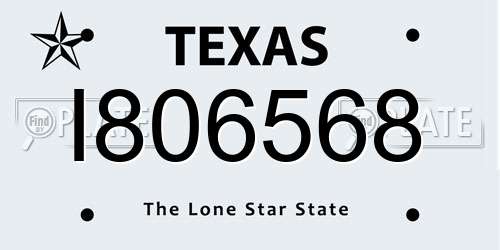 I806568 Texas License Plate
