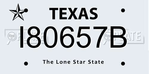 I80657B Texas License Plate