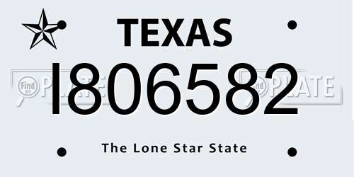 I806582 Texas License Plate
